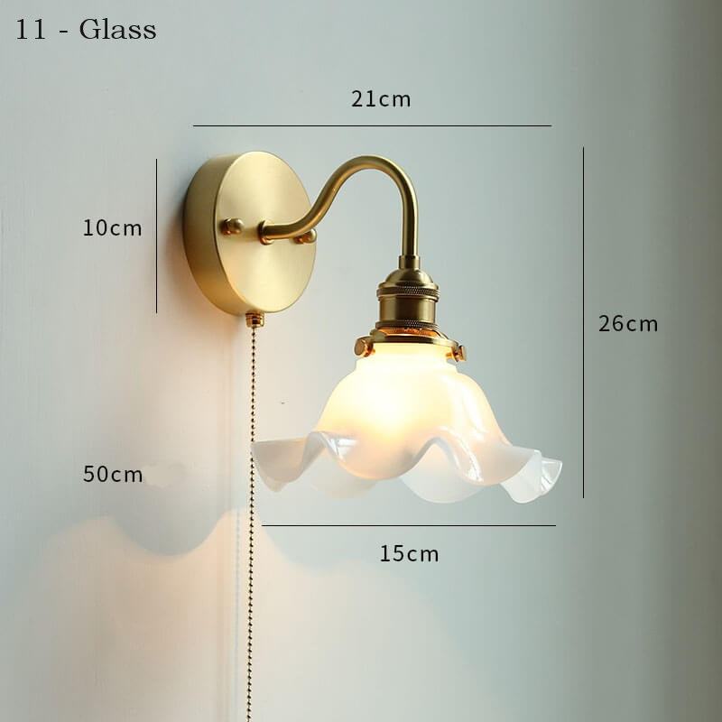 Ceramic Wall Lamp with Switch Beside - Modern Glass Lampshade - Adjustable Wall Lamp
