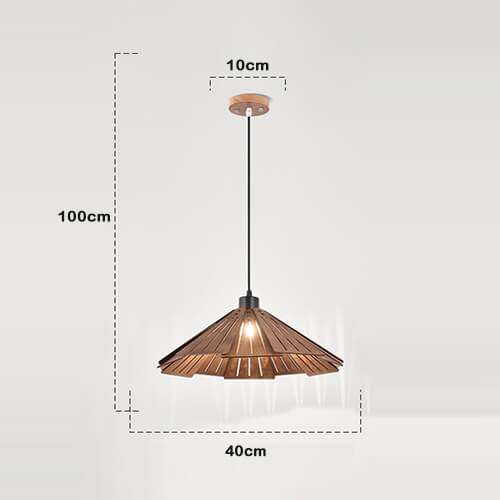 Straw Hat Shape Hanging Lamps - Retro Wooden Lamp for Kitchen Island/Dining - Living Room