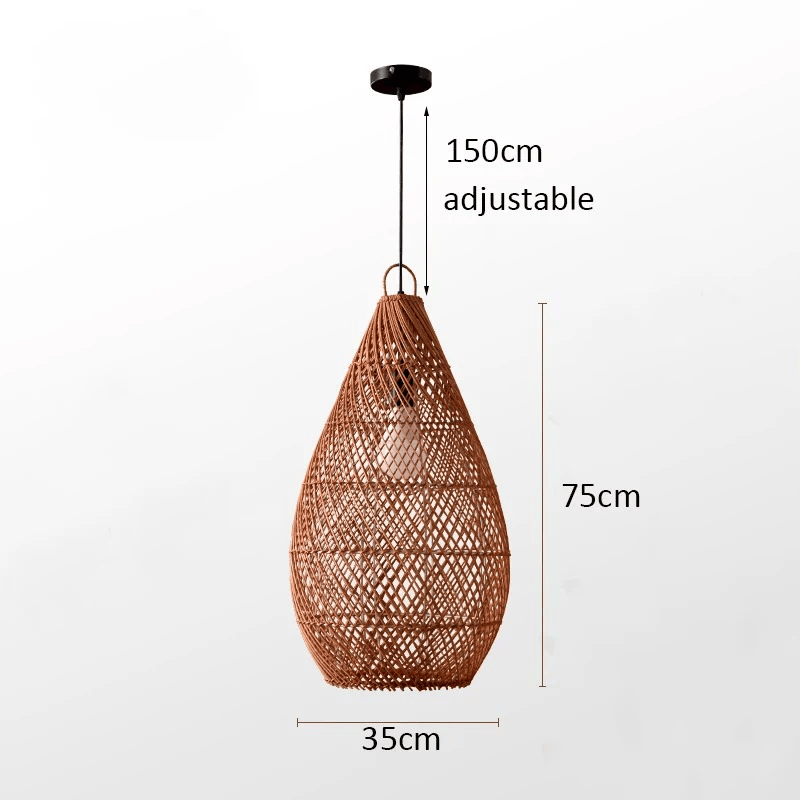 Vintage Rattan Hanging Light Rustic Look