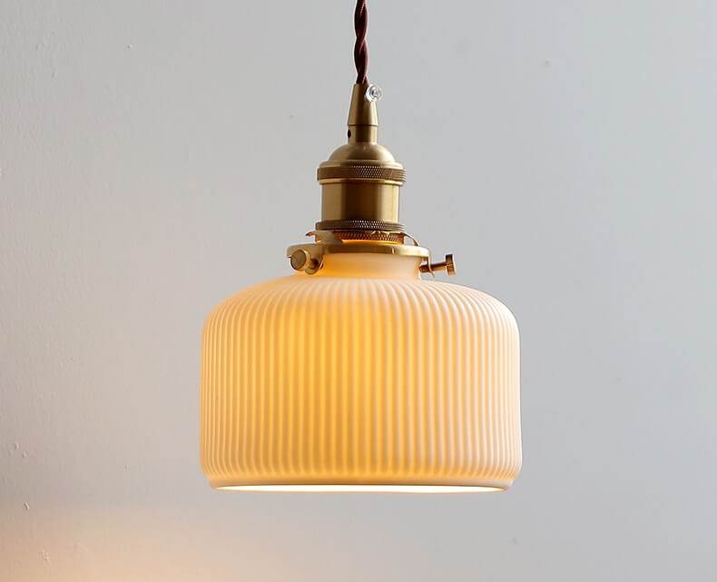 Japanese Style Ceramic Wall Lamp with Walnut Canopy Copper Arm- Modern Ceramic Lampshade