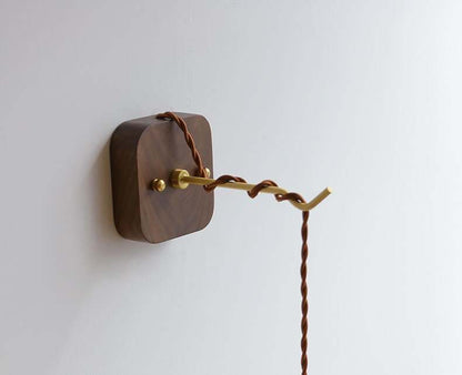 Japanese Style Ceramic Wall Lamp with Walnut Canopy Copper Arm- Modern Ceramic Lampshade