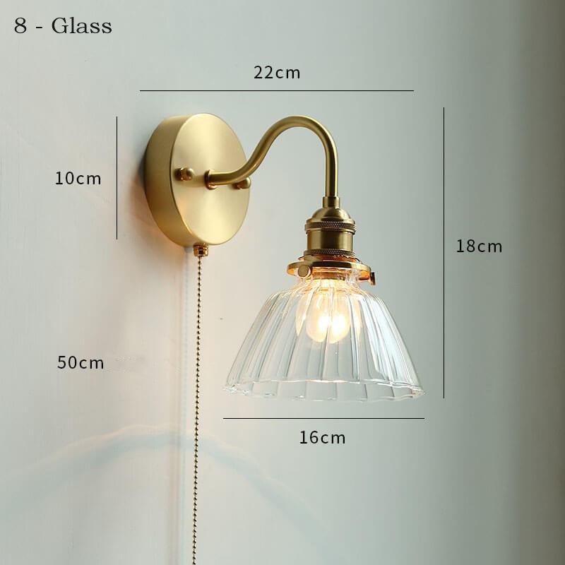 Ceramic Wall Lamp with Switch Beside - Modern Glass Lampshade - Adjustable Wall Lamp
