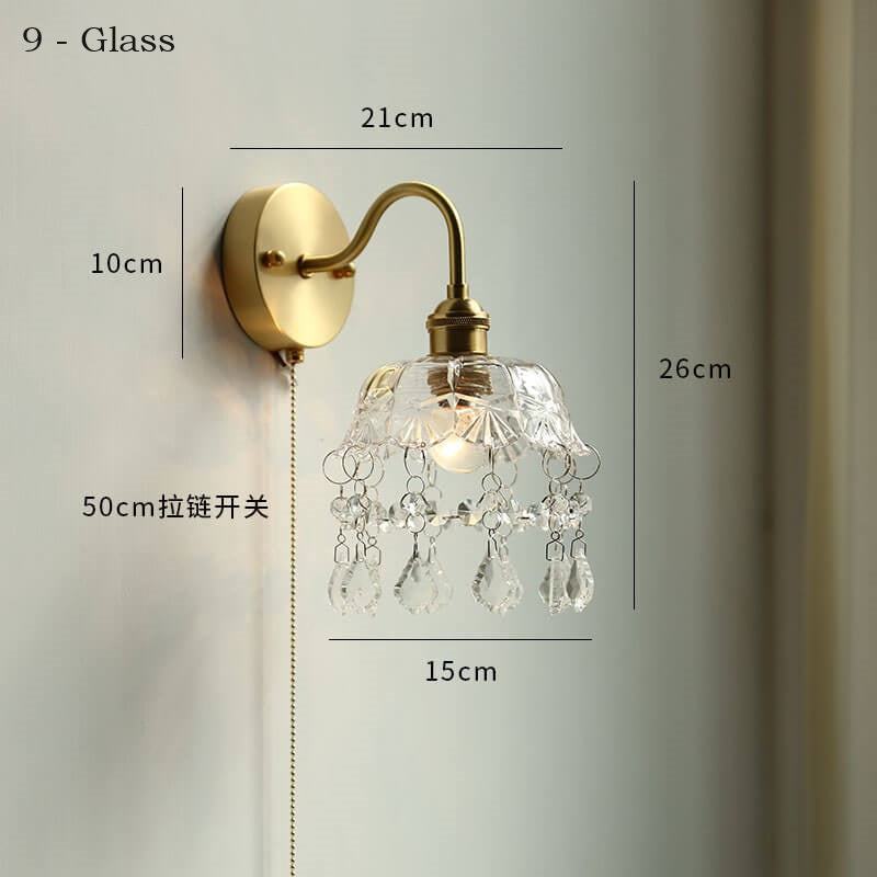 Ceramic Wall Lamp with Switch Beside - Modern Glass Lampshade - Adjustable Wall Lamp