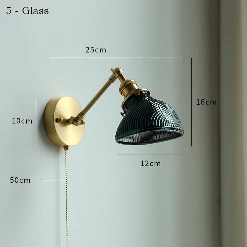 Ceramic Wall Lamp with Switch Beside - Modern Glass Lampshade - Adjustable Wall Lamp