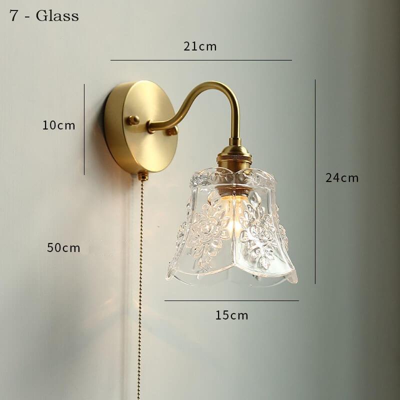 Ceramic Wall Lamp with Switch Beside - Modern Glass Lampshade - Adjustable Wall Lamp