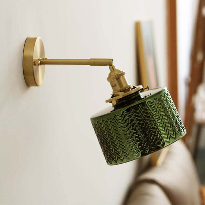 Vintage Emerald Green Glass Wall Lights - Japanese Minimalist Light Fixtures