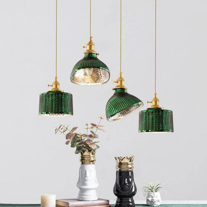 Vintage Emerald Green Glass Wall Lights - Japanese Minimalist Light Fixtures