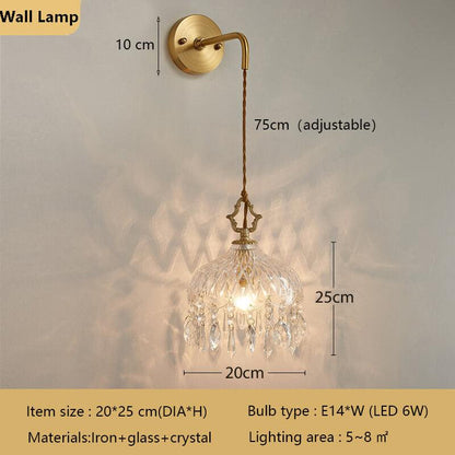 Crystal Floral Wall Sconce - Luxury Scandinavian Vintage Brass Lamp