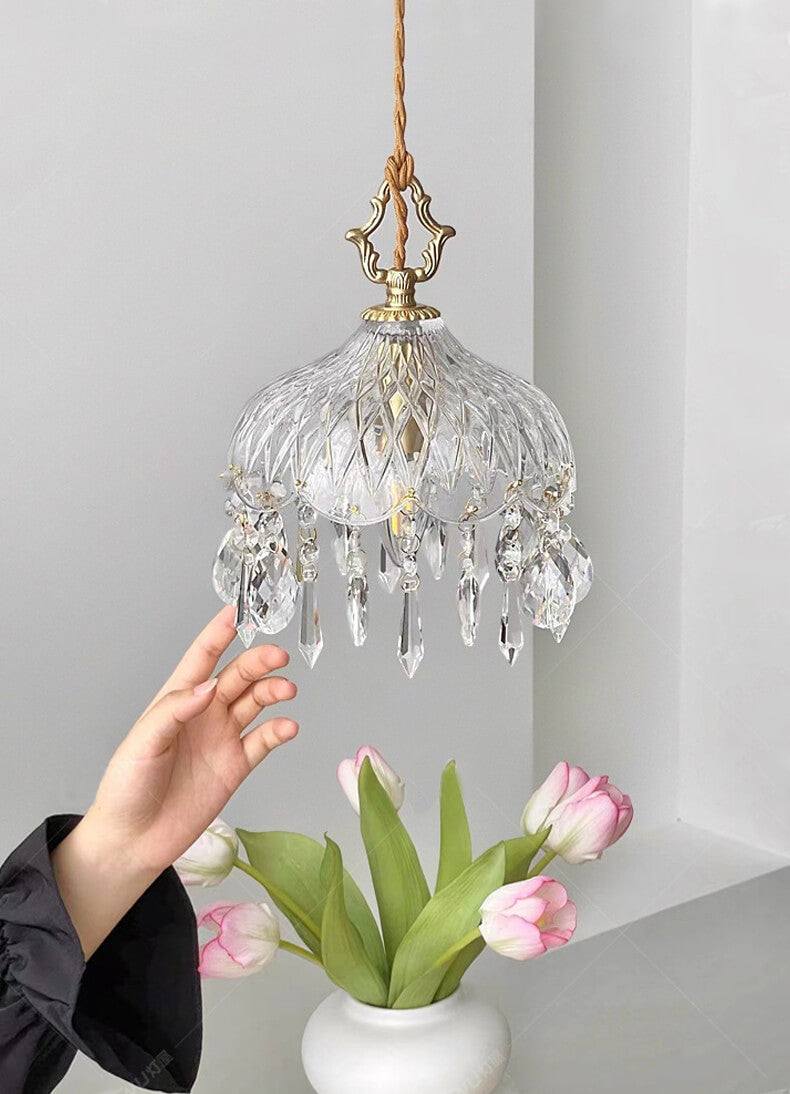 Crystal Floral Wall Sconce - Luxury Scandinavian Vintage Brass Lamp