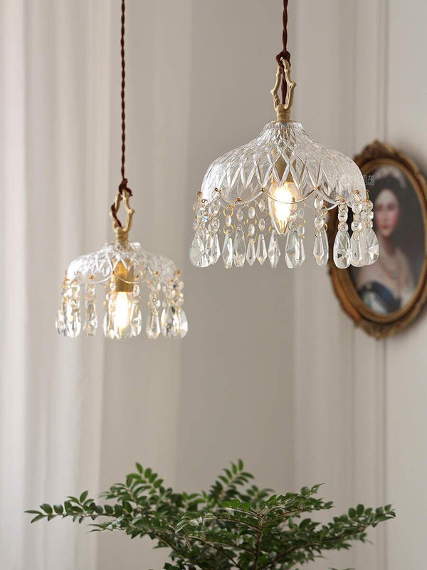 Crystal Floral Chandelier - Luxury Scandinavian Vintage Brass Lamp - Neoclassical Lighting