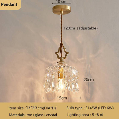 Crystal Floral Wall Sconce - Luxury Scandinavian Vintage Brass Lamp