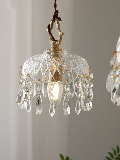 Crystal Floral Chandelier - Luxury Scandinavian Vintage Brass Lamp - Neoclassical Lighting