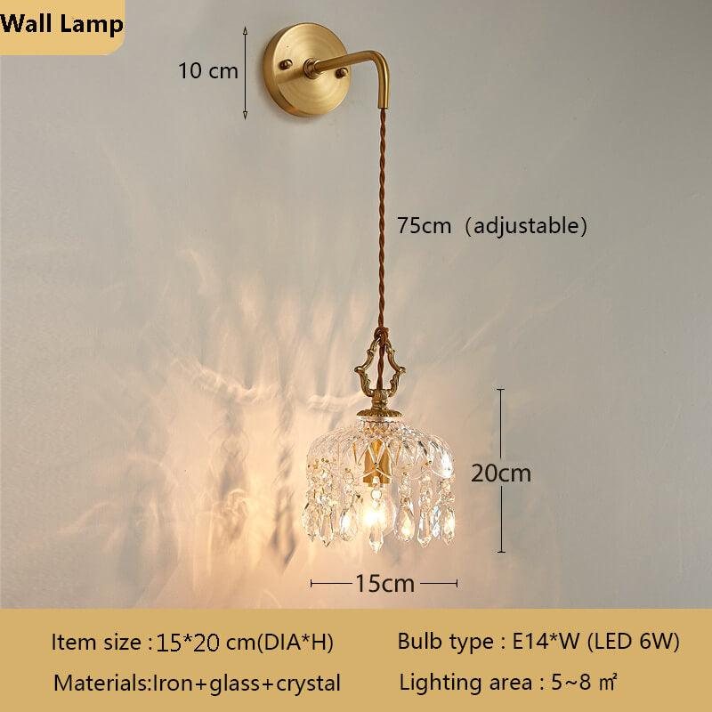 Crystal Floral Wall Sconce - Luxury Scandinavian Vintage Brass Lamp