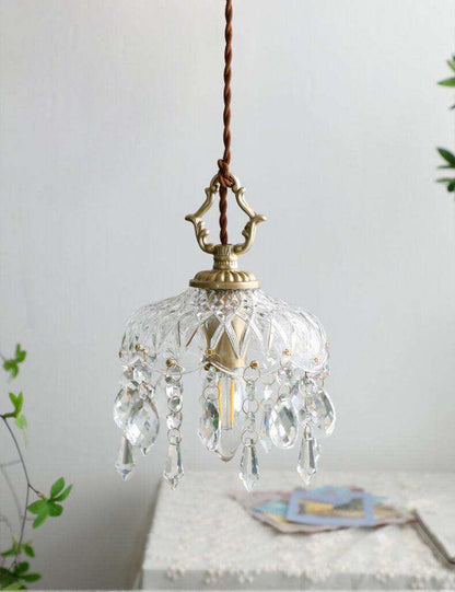 Crystal Floral Chandelier - Luxury Scandinavian Vintage Brass Lamp - Neoclassical Lighting
