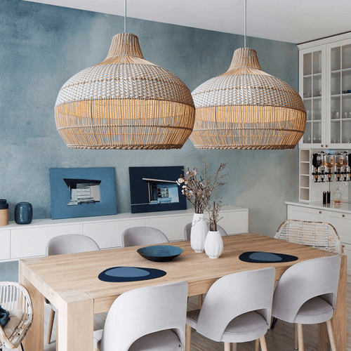 Japanese Rattan Lamps - White Rattan Lamp Shade - Handknitted Rattan Chandeliers