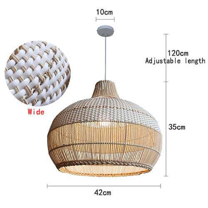 Japanese Rattan Lamps - White Rattan Lamp Shade - Handknitted Rattan Chandeliers
