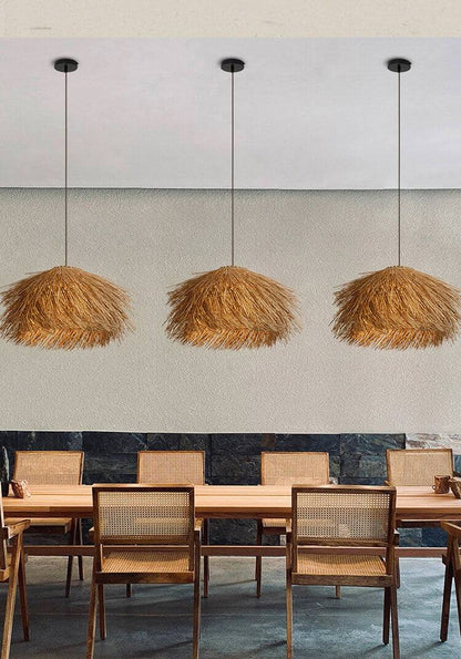 Japanese Wabi Sabi Chandelier - Retro Hand Woven Rattan Led Lampshade
