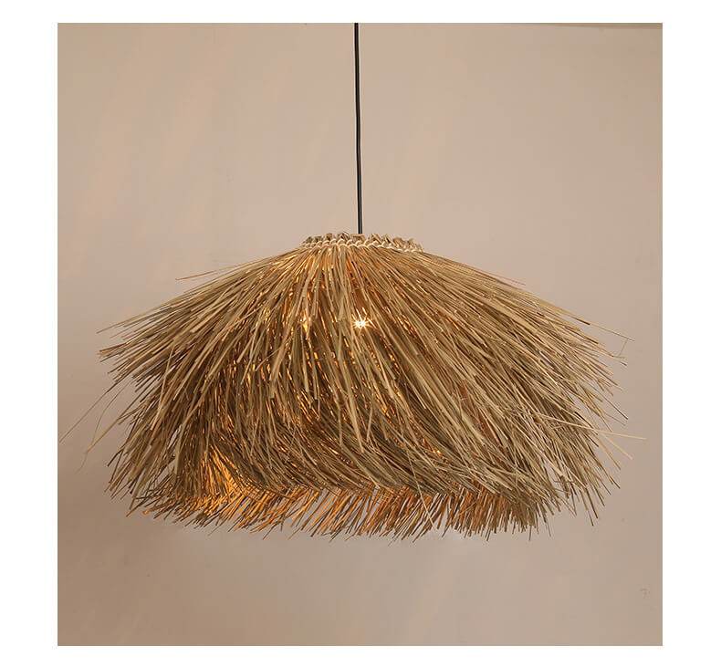 Japanese Wabi Sabi Chandelier - Retro Hand Woven Rattan Led Lampshade