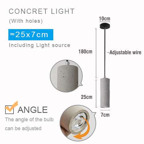 Modern Retro Grey Concrete Pendant Light  - Loft Vintage Concrete Hanging Light