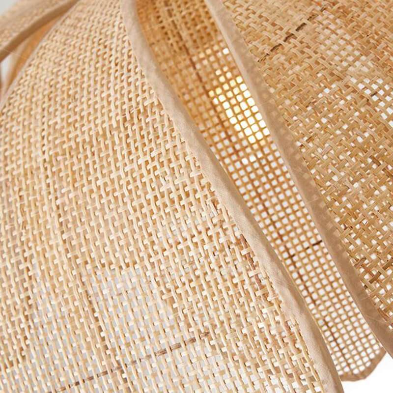 Natural Rattan Petal Pendant Light - Handmade Lotus Ceiling Light