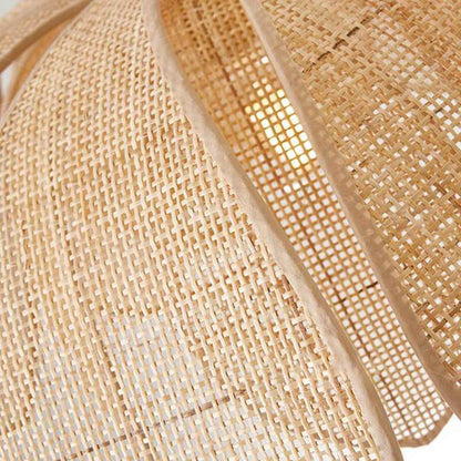 Natural Rattan Petal Pendant Light - Handmade Lotus Ceiling Light