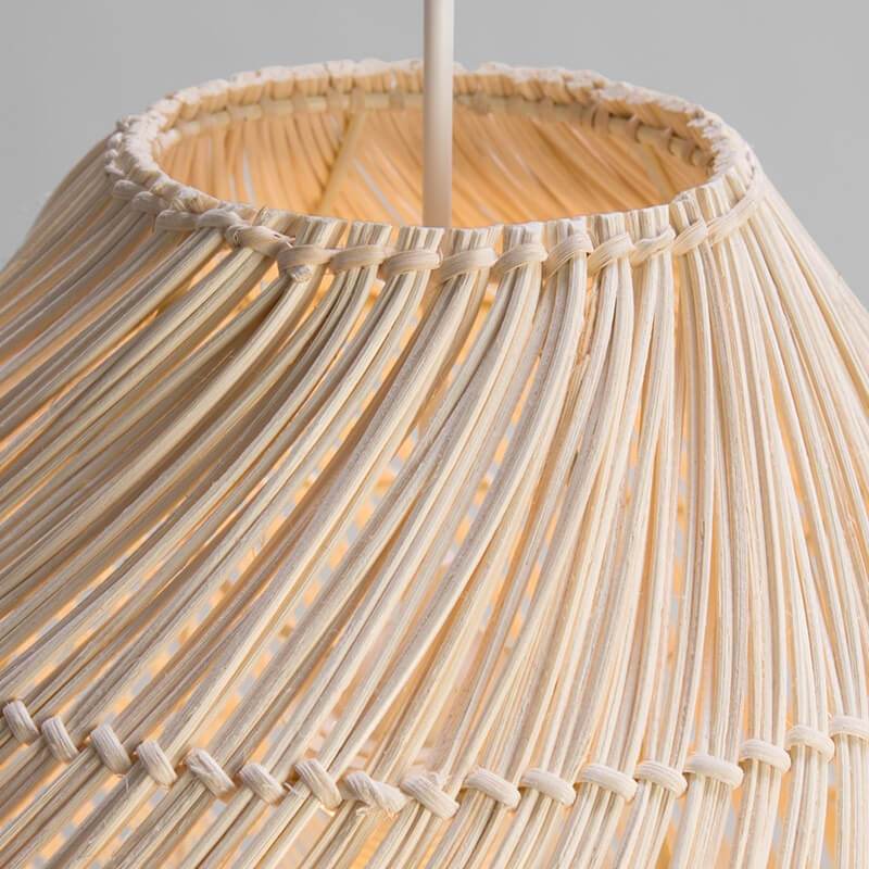 Black Rattan Lamp Shade - Vintage Asian Style Pendant Lights - Hand Woven Lampshade