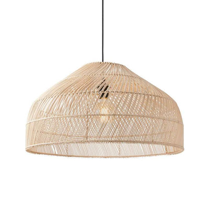 Black Rattan Lamp Shade - Vintage Asian Style Pendant Lights - Hand Woven Lampshade