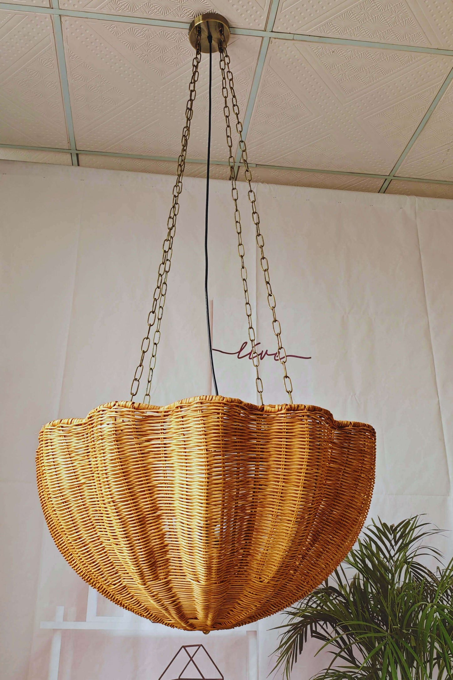 New Rattan Pendant Light Chain - Rattan Hanging Basket Lamp - Art Chandeliers