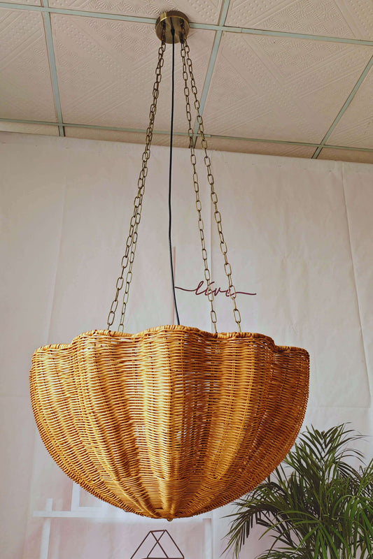 New Rattan Pendant Light Chain - Rattan Hanging Basket Lamp - Art Chandeliers