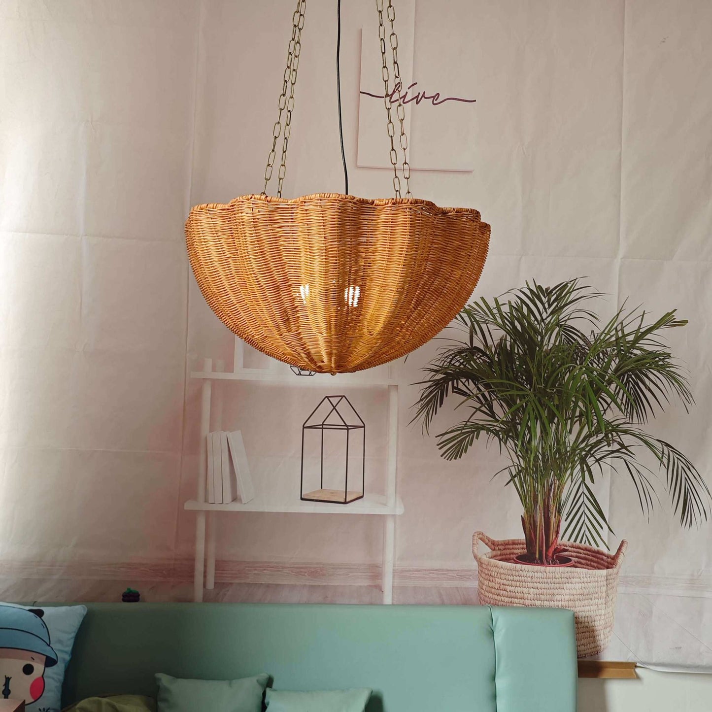 New Rattan Pendant Light Chain - Rattan Hanging Basket Lamp - Art Chandeliers