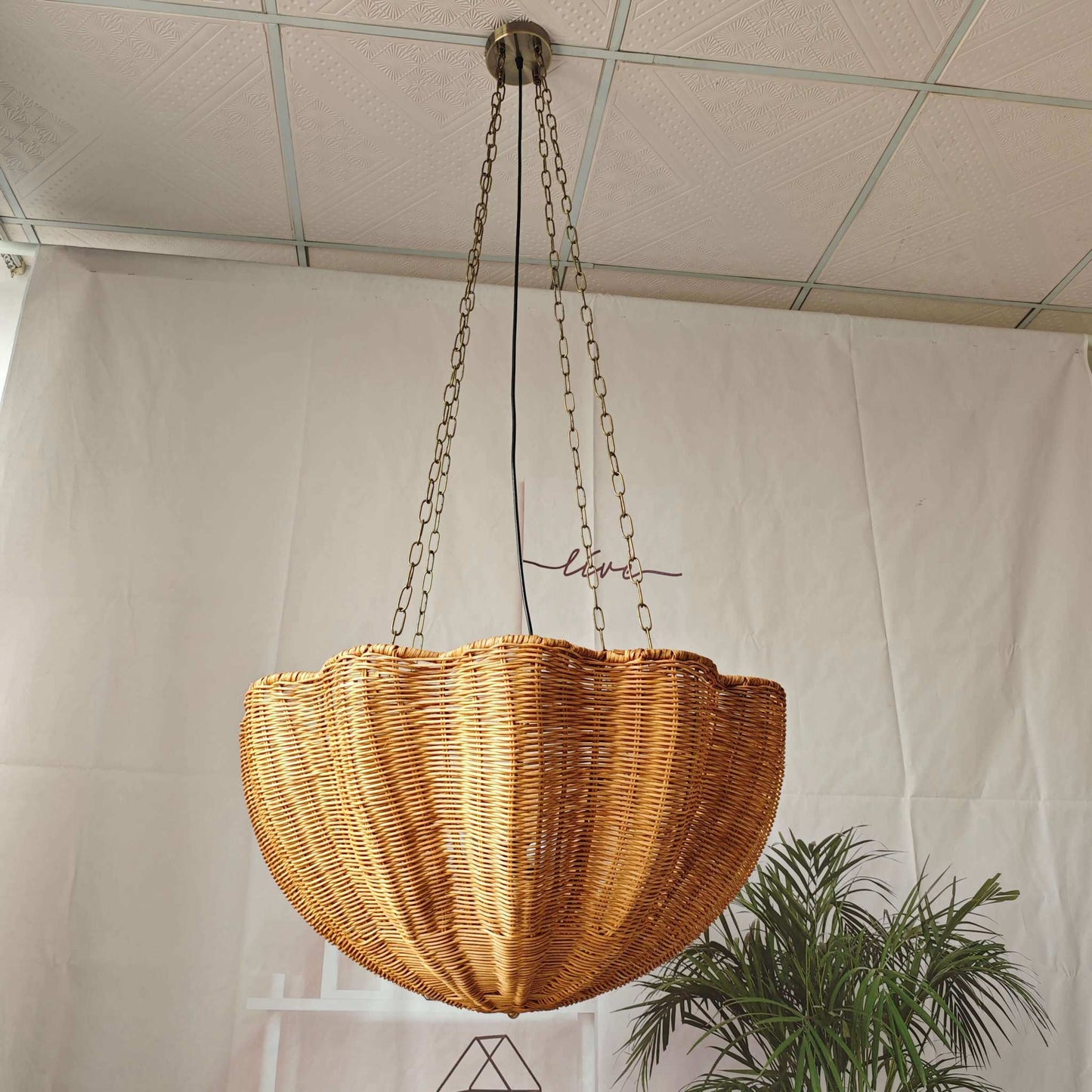 New Rattan Pendant Light Chain - Rattan Hanging Basket Lamp - Art Chandeliers