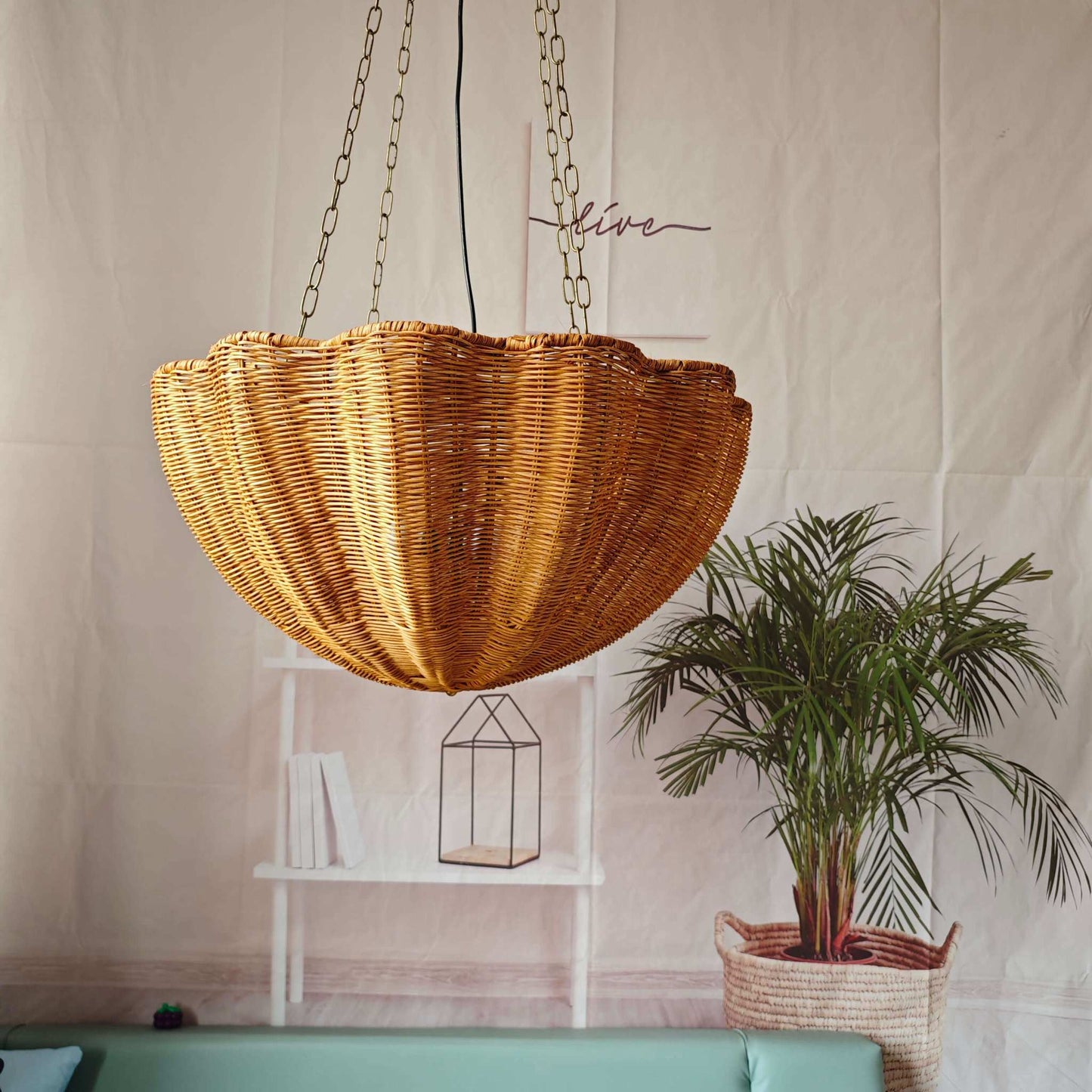 New Rattan Pendant Light Chain - Rattan Hanging Basket Lamp - Art Chandeliers