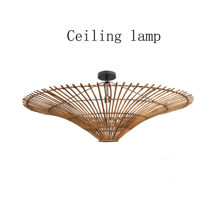 Nordic Umbrella Rattan Chandelier - Large Rattan Lamp Shade in Vintage Style