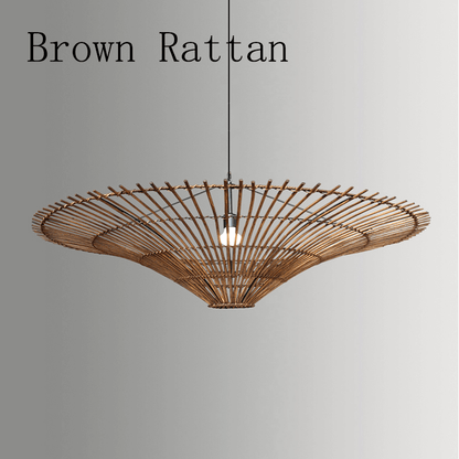 Nordic Umbrella Rattan Chandelier - Large Rattan Lamp Shade in Vintage Style