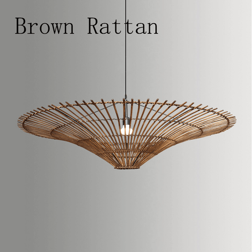 Nordic Umbrella Rattan Chandelier - Large Rattan Lamp Shade in Vintage Style