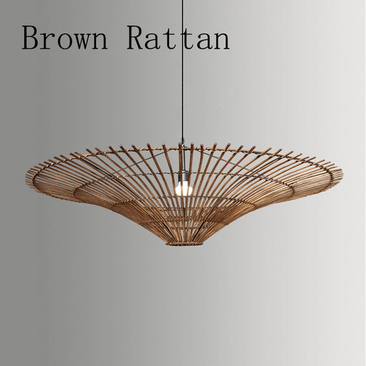 Nordic Umbrella Rattan Chandelier - Large Rattan Lamp Shade in Vintage Style