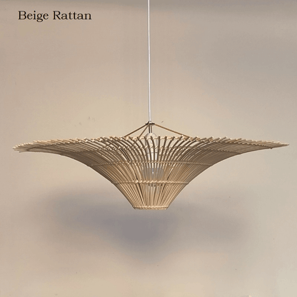 Nordic Umbrella Rattan Chandelier - Large Rattan Lamp Shade in Vintage Style