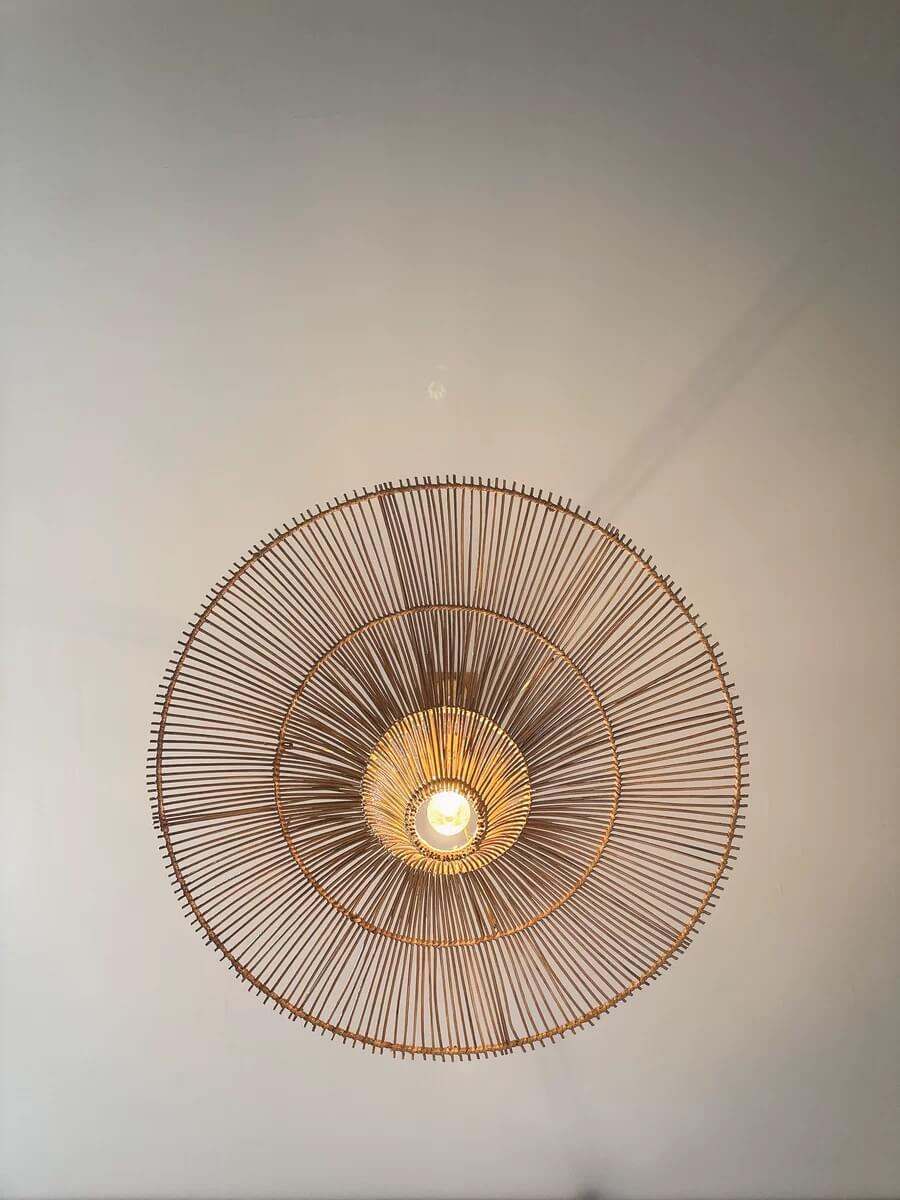 Nordic Umbrella Rattan Chandelier - Large Rattan Lamp Shade in Vintage Style