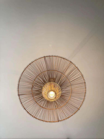 Nordic Umbrella Rattan Chandelier - Large Rattan Lamp Shade in Vintage Style