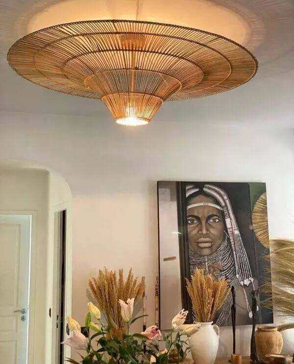 Nordic Umbrella Rattan Chandelier - Large Rattan Lamp Shade in Vintage Style