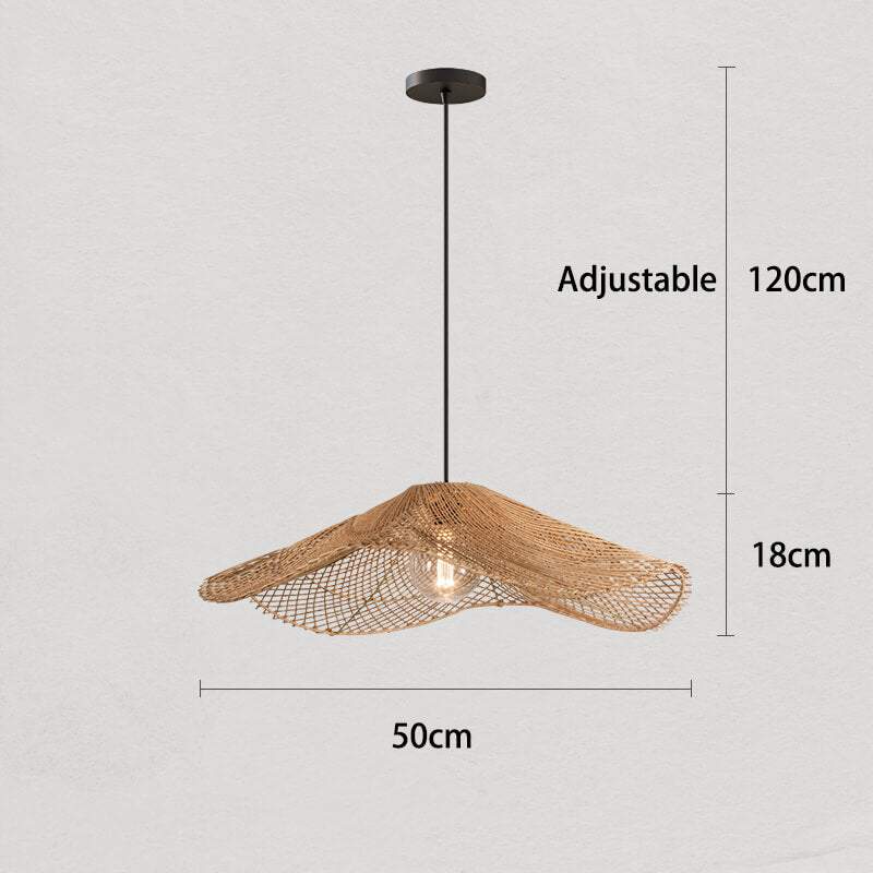 Retro Rattan Lamp - Loft Suspension Luminaire Rattan Hat Pendant Light