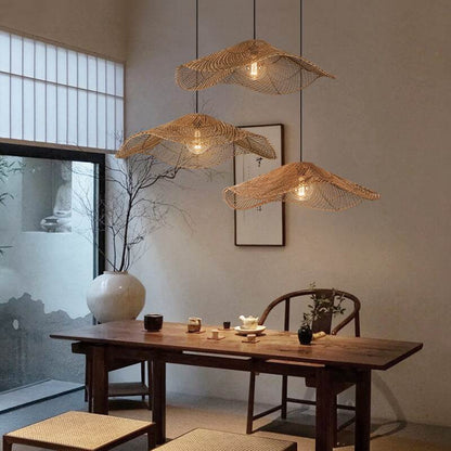 Retro Rattan Lamp - Loft Suspension Luminaire Rattan Hat Pendant Light