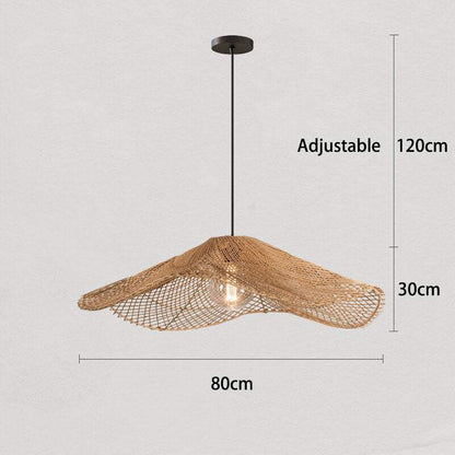 Retro Rattan Lamp - Loft Suspension Luminaire Rattan Hat Pendant Light