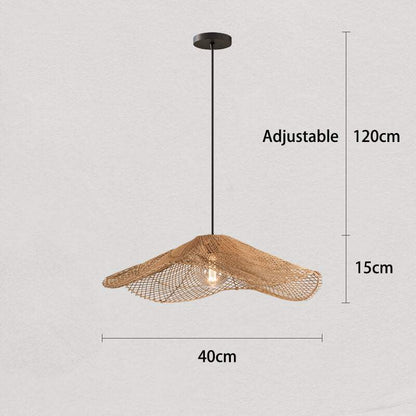 Retro Rattan Lamp - Loft Suspension Luminaire Rattan Hat Pendant Light