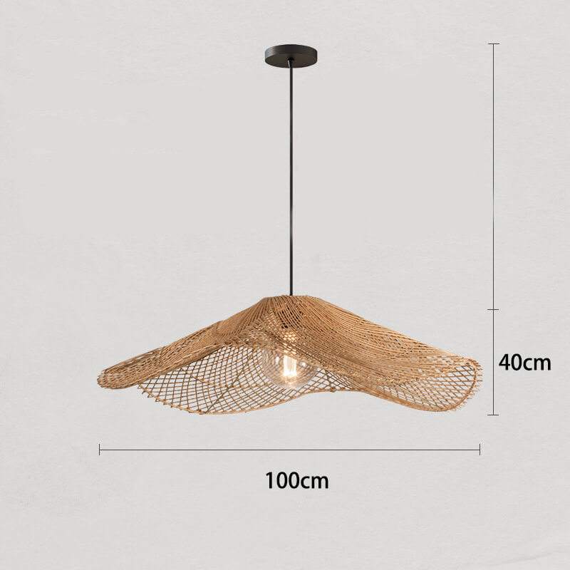 Retro Rattan Lamp - Loft Suspension Luminaire Rattan Hat Pendant Light