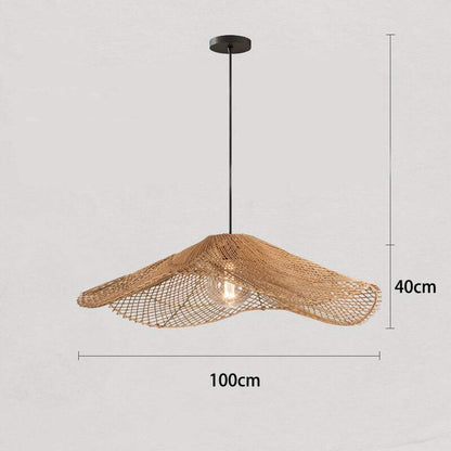 Retro Rattan Lamp - Loft Suspension Luminaire Rattan Hat Pendant Light