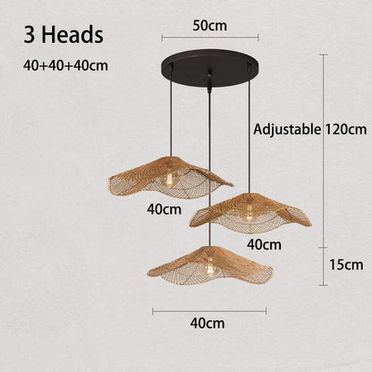 Retro Rattan Lamp - Loft Suspension Luminaire Rattan Hat Pendant Light
