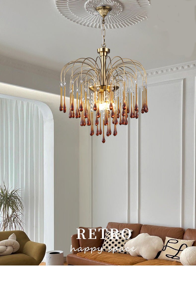 Romantic Raindrop Chandelier - Colorful Crystal Hanging Pendant Light