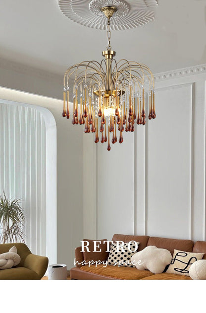 Romantic Raindrop Chandelier - Colorful Crystal Hanging Pendant Light