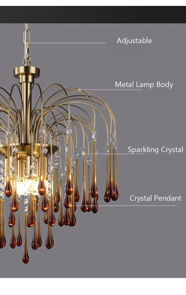 Romantic Raindrop Chandelier - Colorful Crystal Hanging Pendant Light